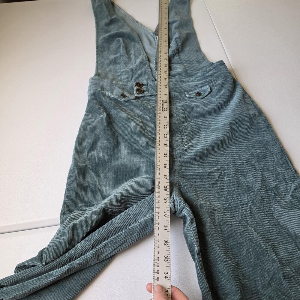 Pilcro Overalls Womens 27 Green Corduroy V Neck Wide Leg Zip Front Pockets - Picture 8 of 13
